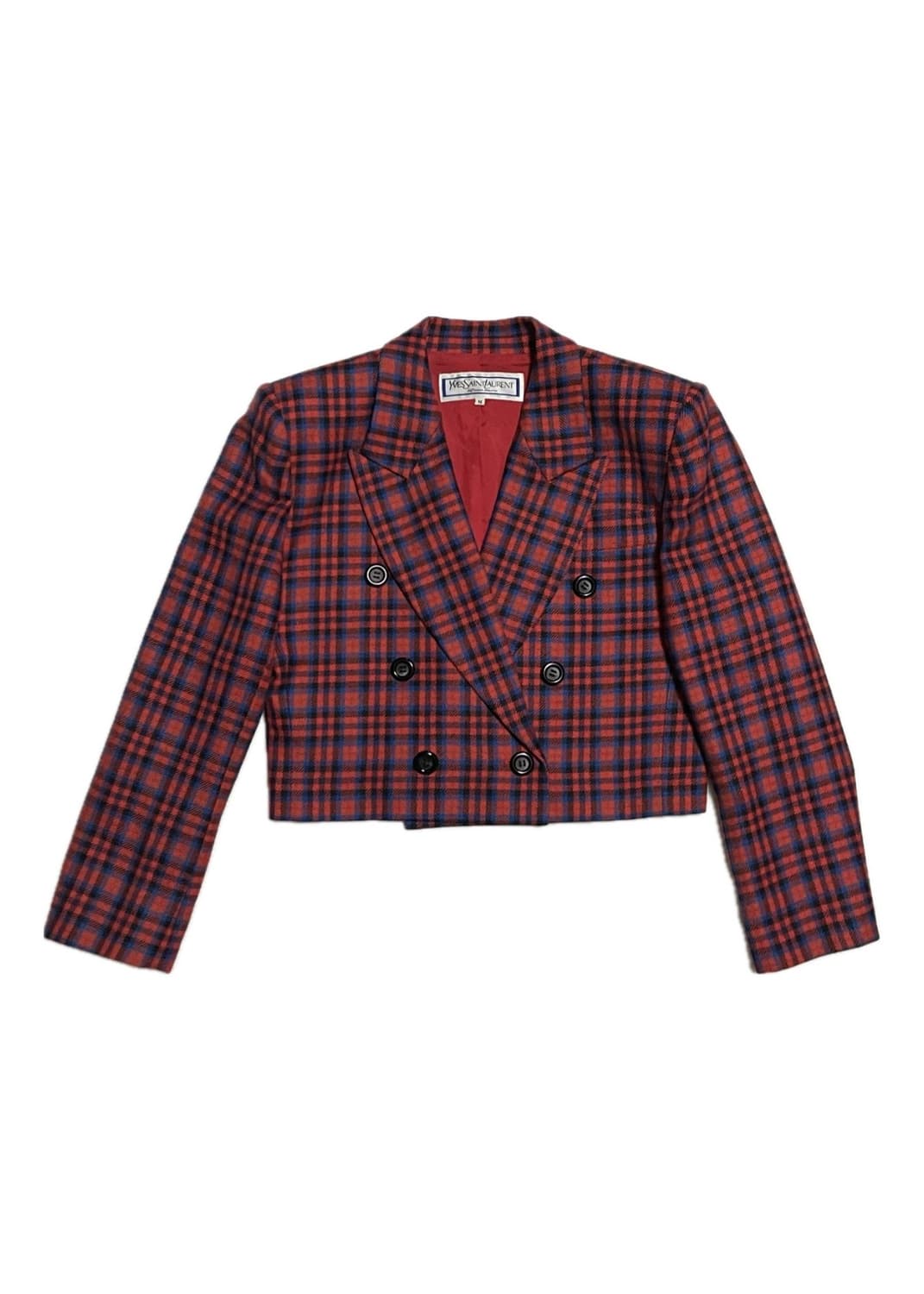 입생로랑 빈티지 체크 숏 울 블레이저 더블 자켓 비비안웨스트우드 상품이미지1