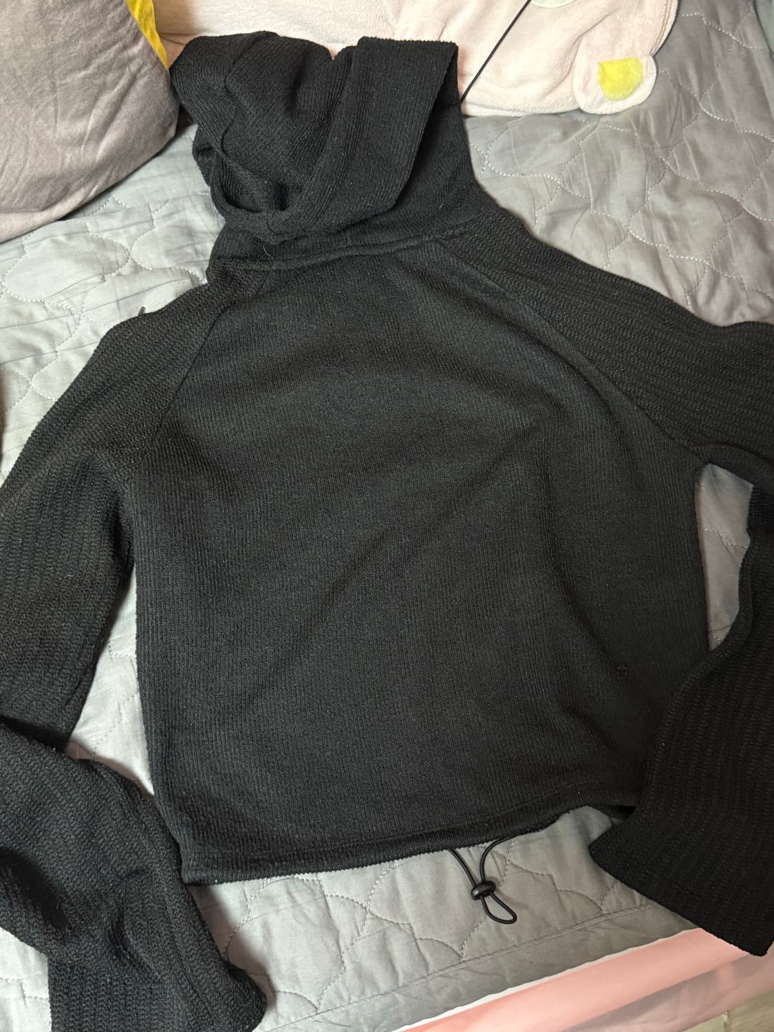 타입서비스 니티드 사이드 슬릿 후디 블랙 상품이미지3