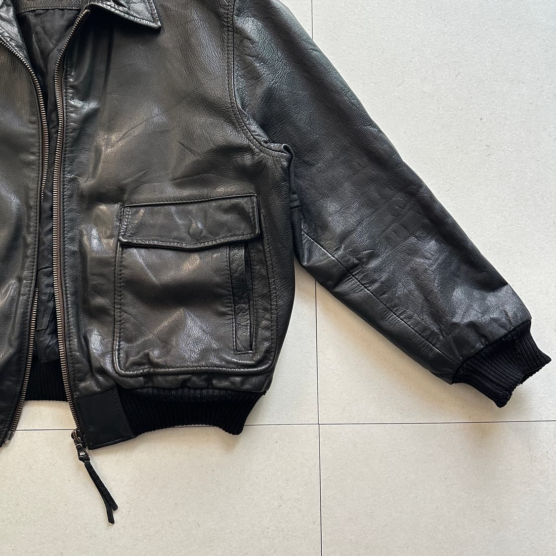 프랑스생산 A-2 GEAR 빈티지 가죽 항공점퍼 XL (riri지퍼)  상품이미지3