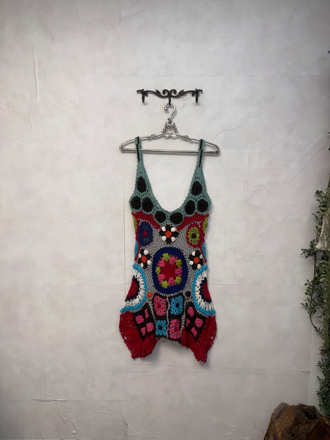Mint red bohemian flower crochet ops 상품이미지2