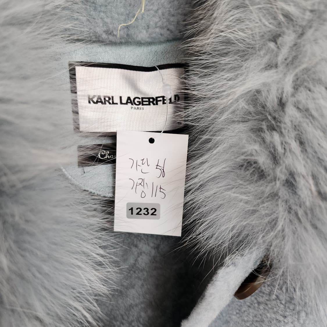 칼 라거펠트 퍼 칼라 롱 코트 블루 상품이미지10