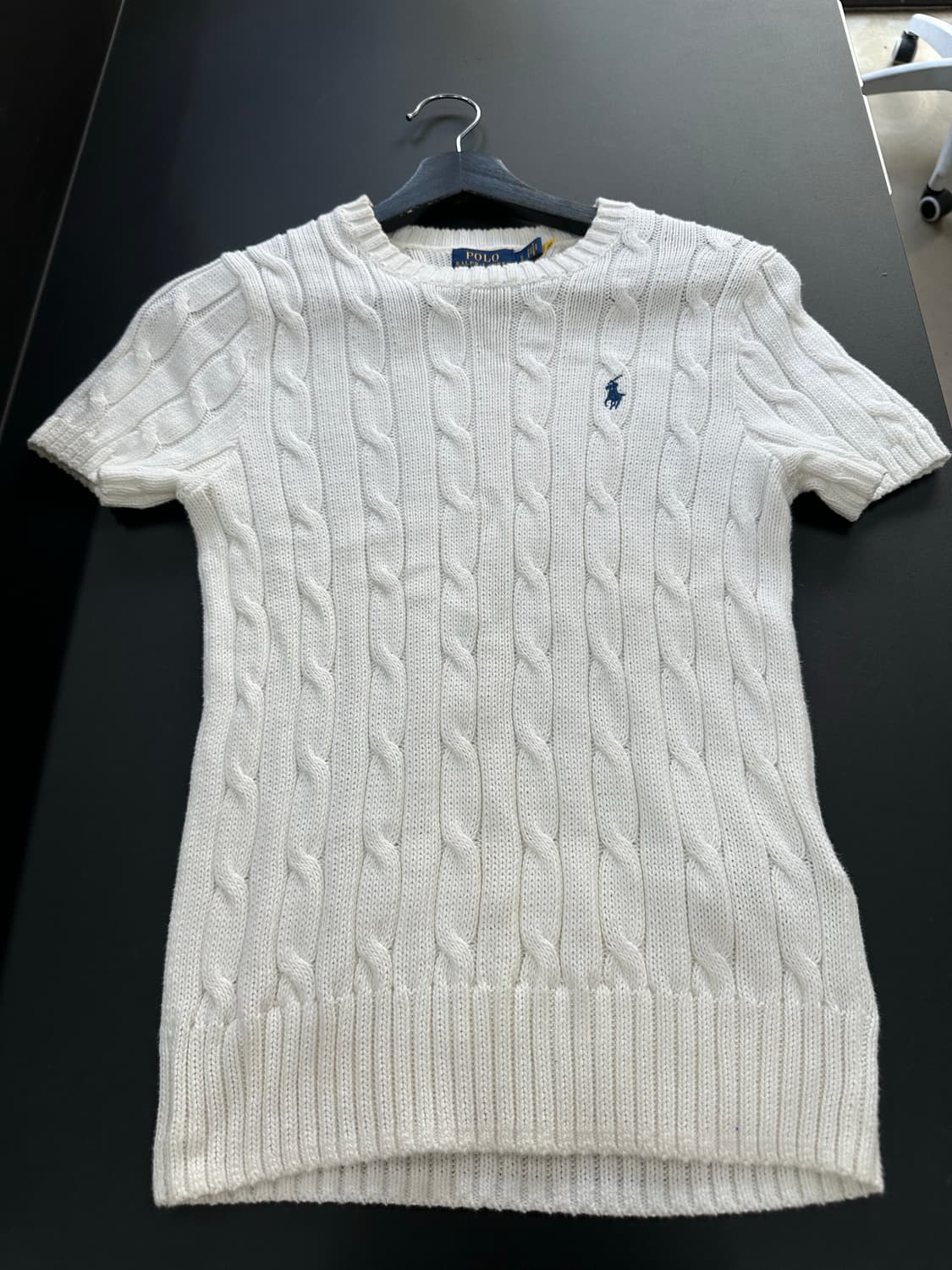 폴로 큐알텍 피마코튼 꽈배기 케이블 반팔니트 상품이미지4
