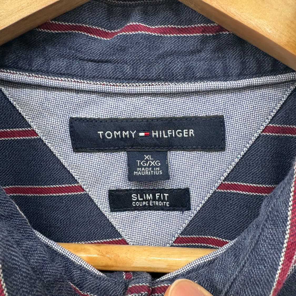 타미힐피거 네이비 레드 스트라이프 셔츠 남성 XL 상품이미지4