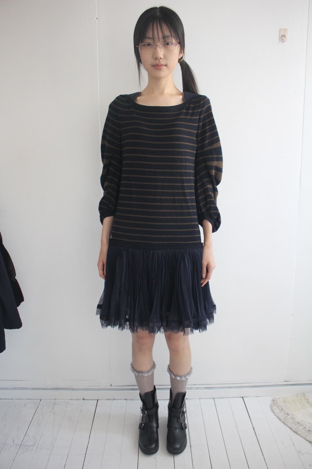 Sacai stripe knit prill layered onepiece 상품이미지2