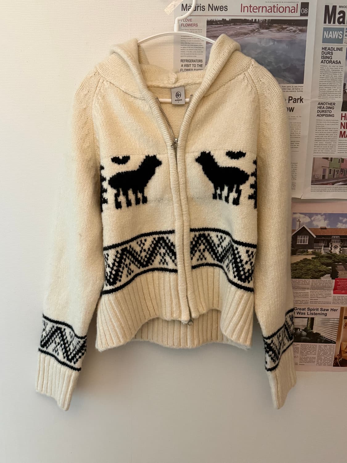 론론 알파카 니트 후드집업 상품이미지1