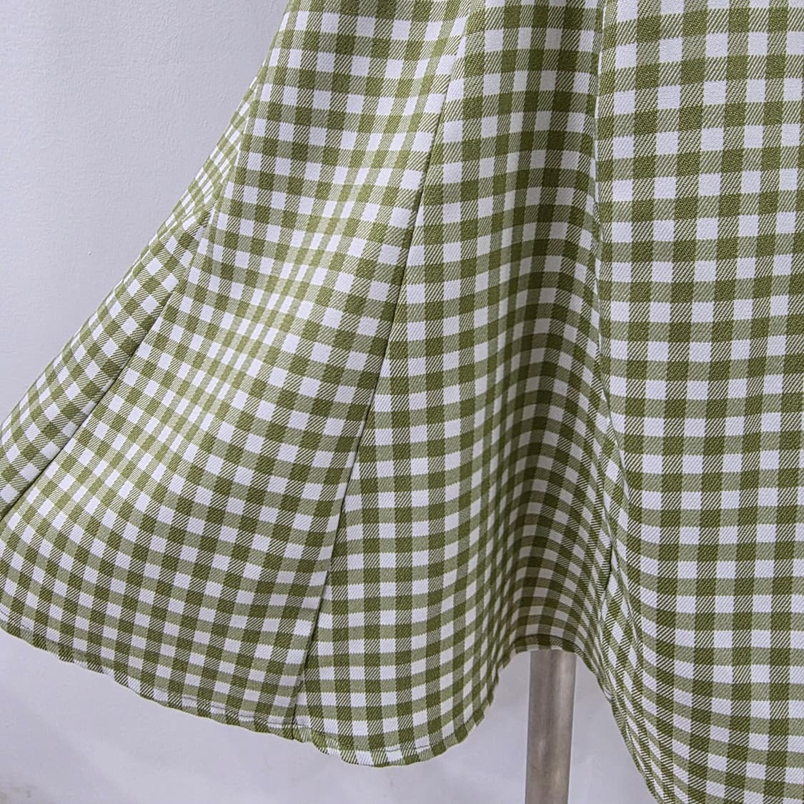 그린 깅엄 체크 머메이드 롱 스커트 상품이미지5