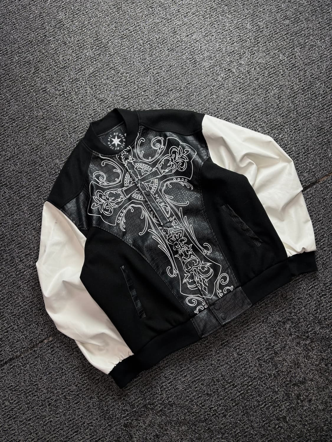 빈티지 풀 고딕 크로스 파이톤 레더 스타디움 자켓 2648 상품이미지1