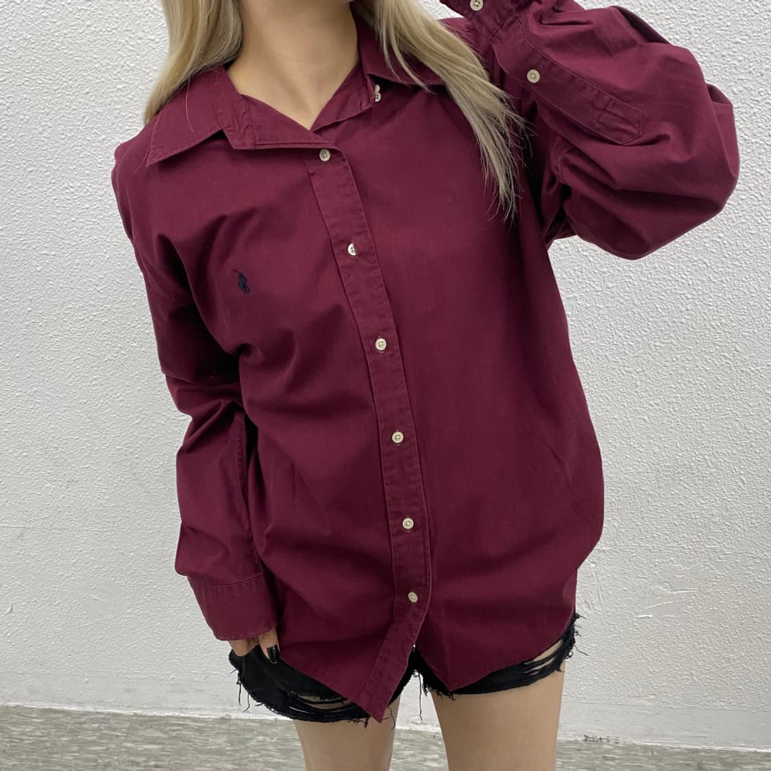 폴로 랄프로렌 네이비포니 버건디 셔츠 L 상품이미지1