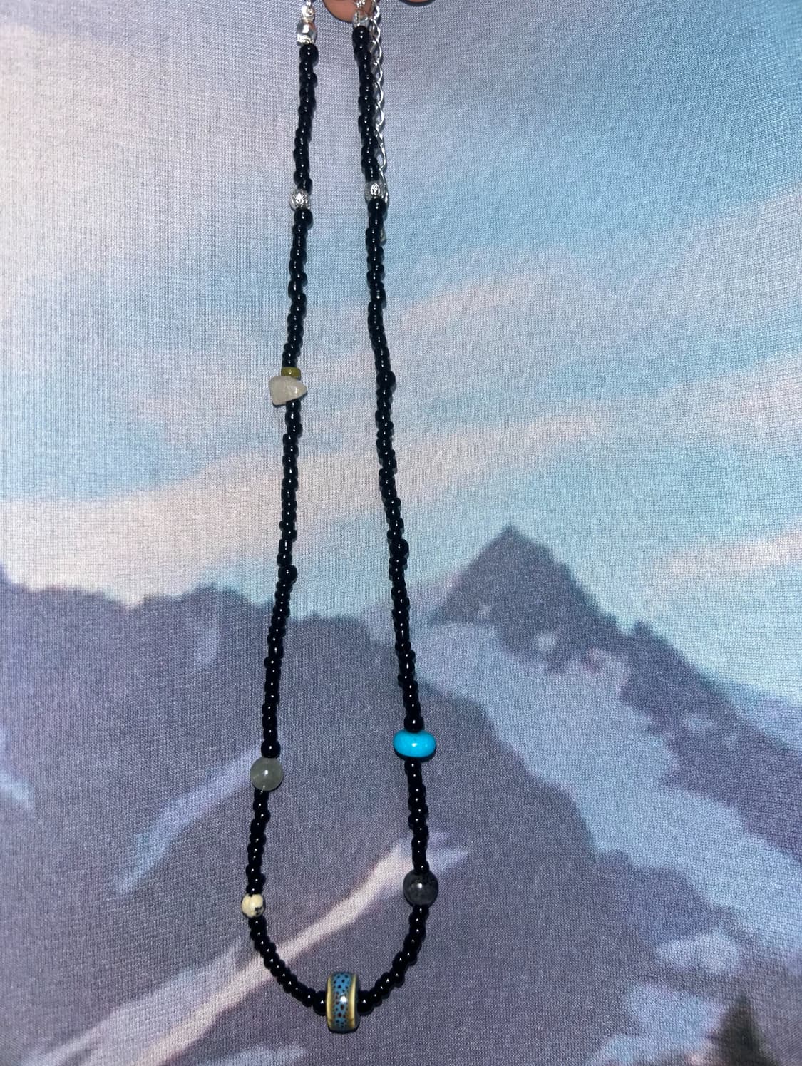 빈티지 비즈 블루 포인트 목걸이 / blue point necklace 상품이미지1