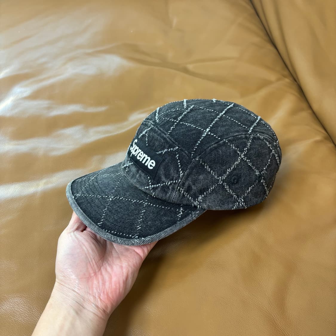Supreme 슈프림 펀치드 데님 블랙 캠프캡 모자 Denim Black 상품이미지5