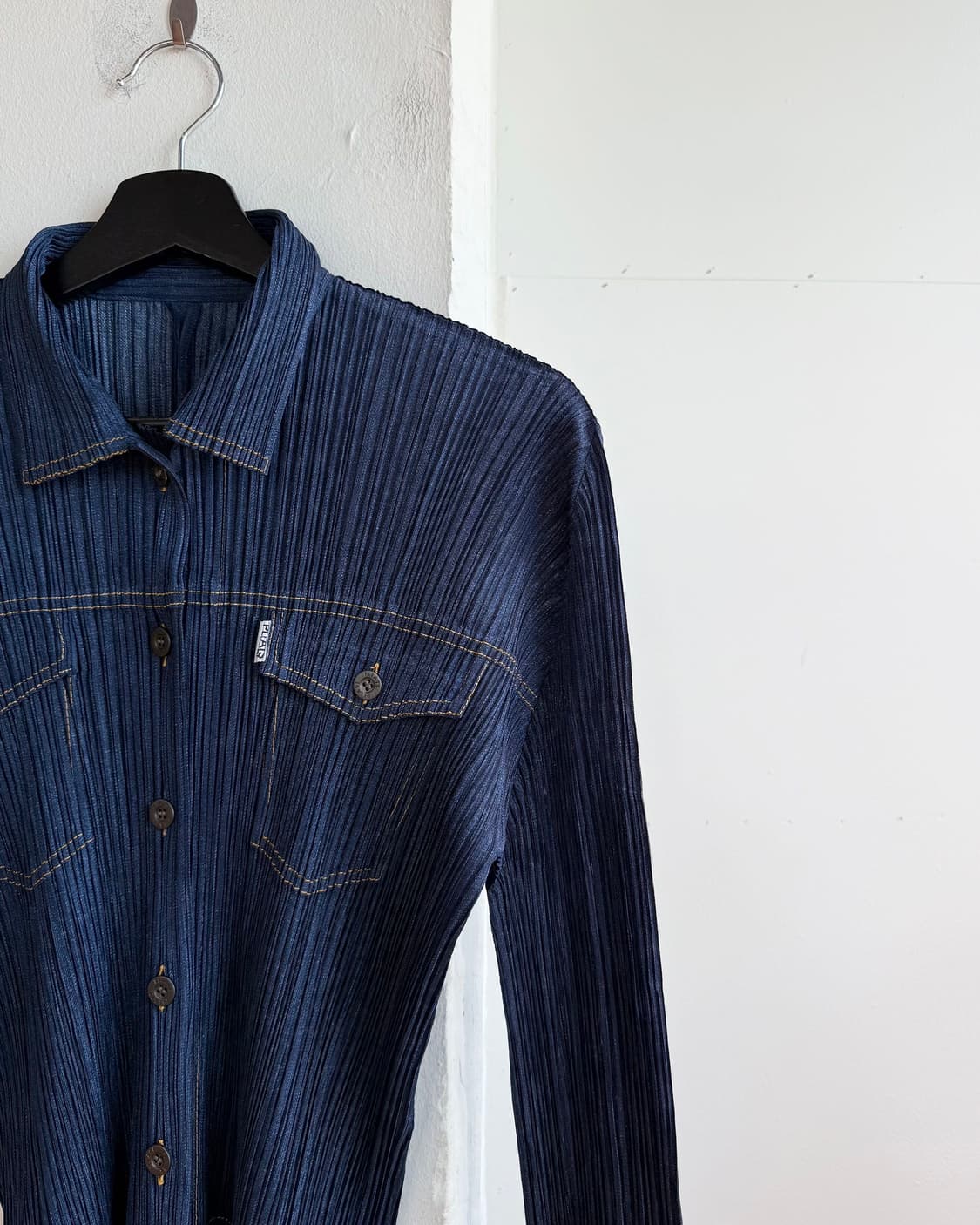 플리츠 플리즈 네이비 데님패턴 자켓  상품이미지5