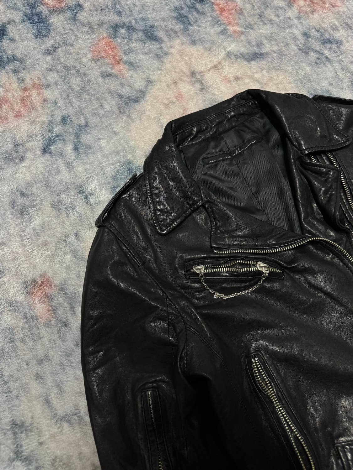 Unknown vegetable lamb skin rider jacket 상품이미지3
