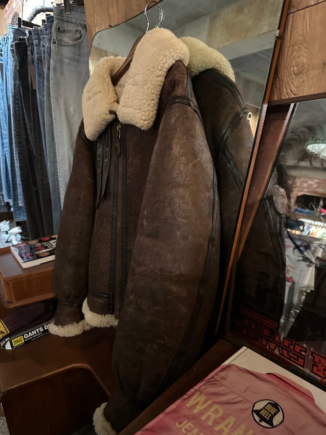 USA AVIREX 아비렉스 B-3 무스탕 가죽 자켓 상품이미지3