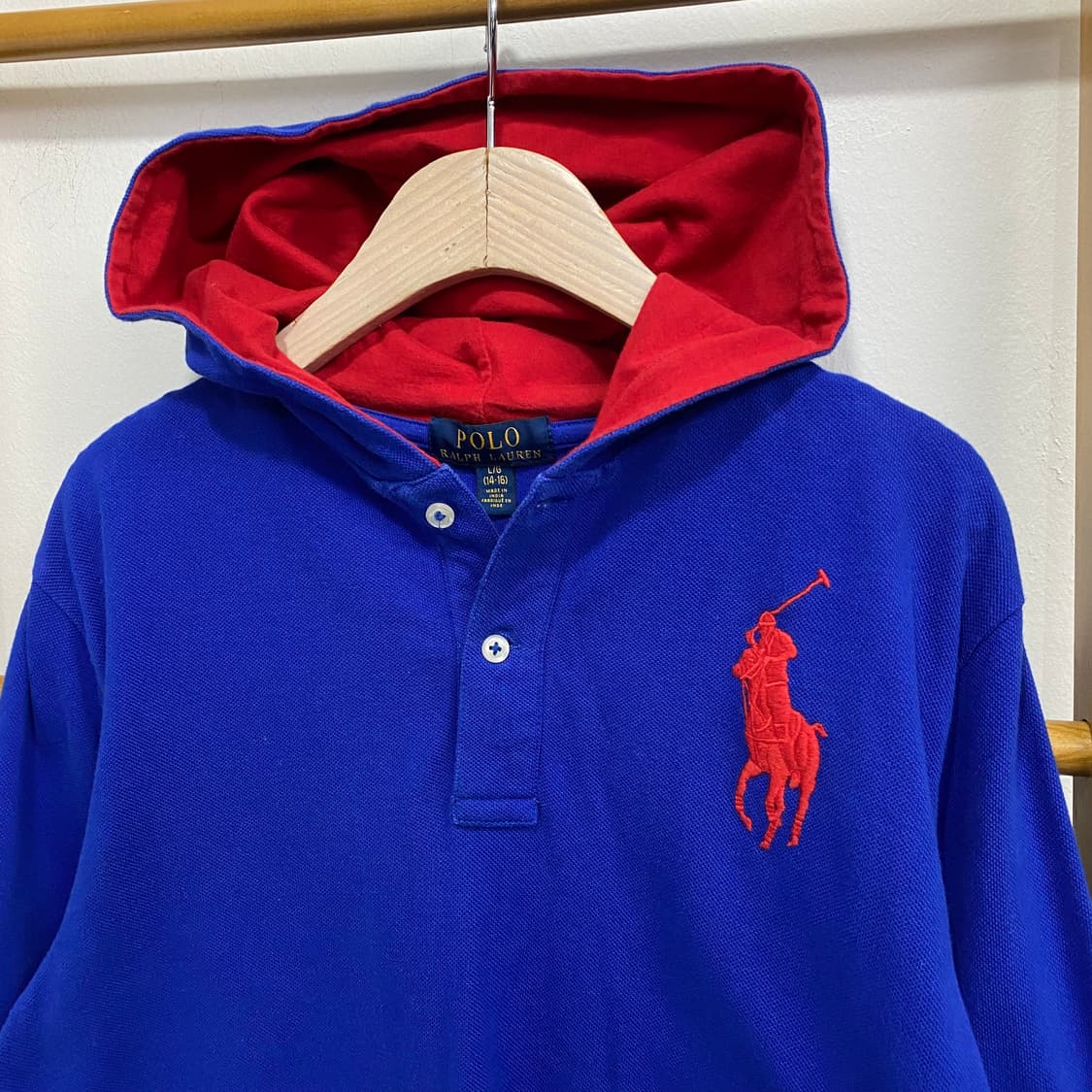 L(S정도) 폴로 블루 후드 롱슬리브 상품이미지2