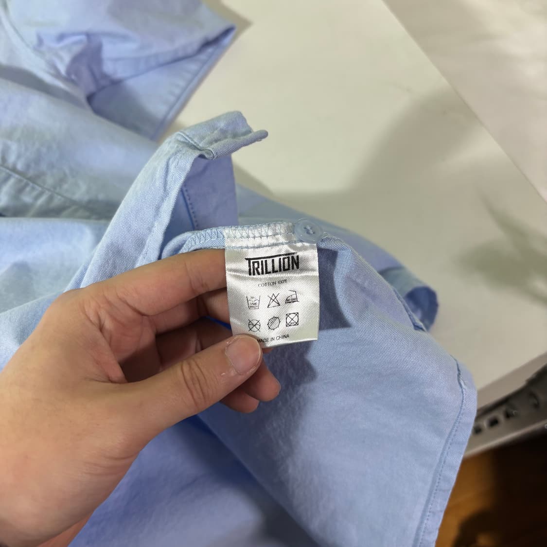 XL 트릴리온 스카이블루 원포켓 오버핏 셔츠 상품이미지5