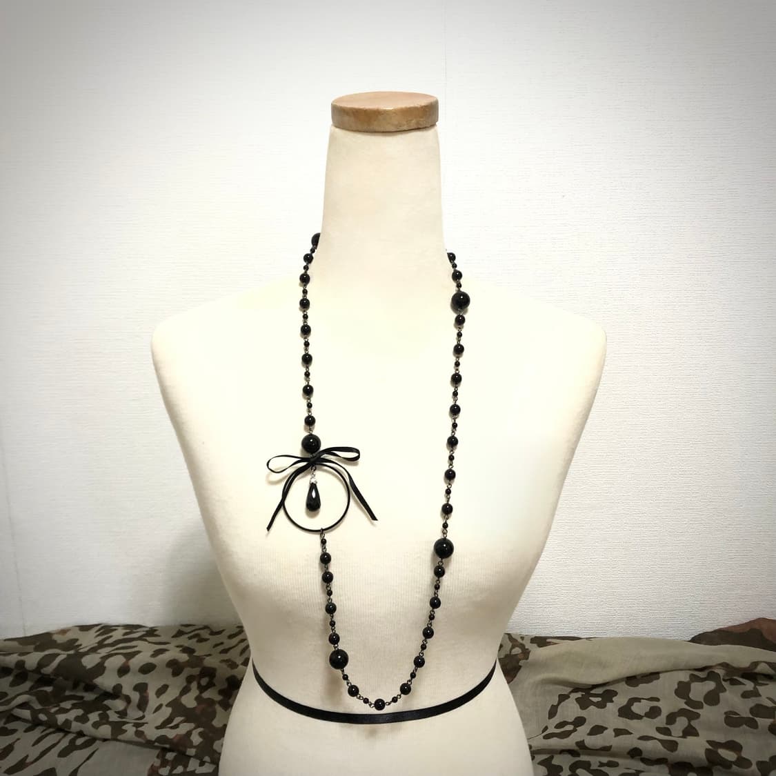 빈티지 블랙 리본 롱 목걸이 갸루 펑크 긱시크 페어리 오리엔탈 상품이미지1
