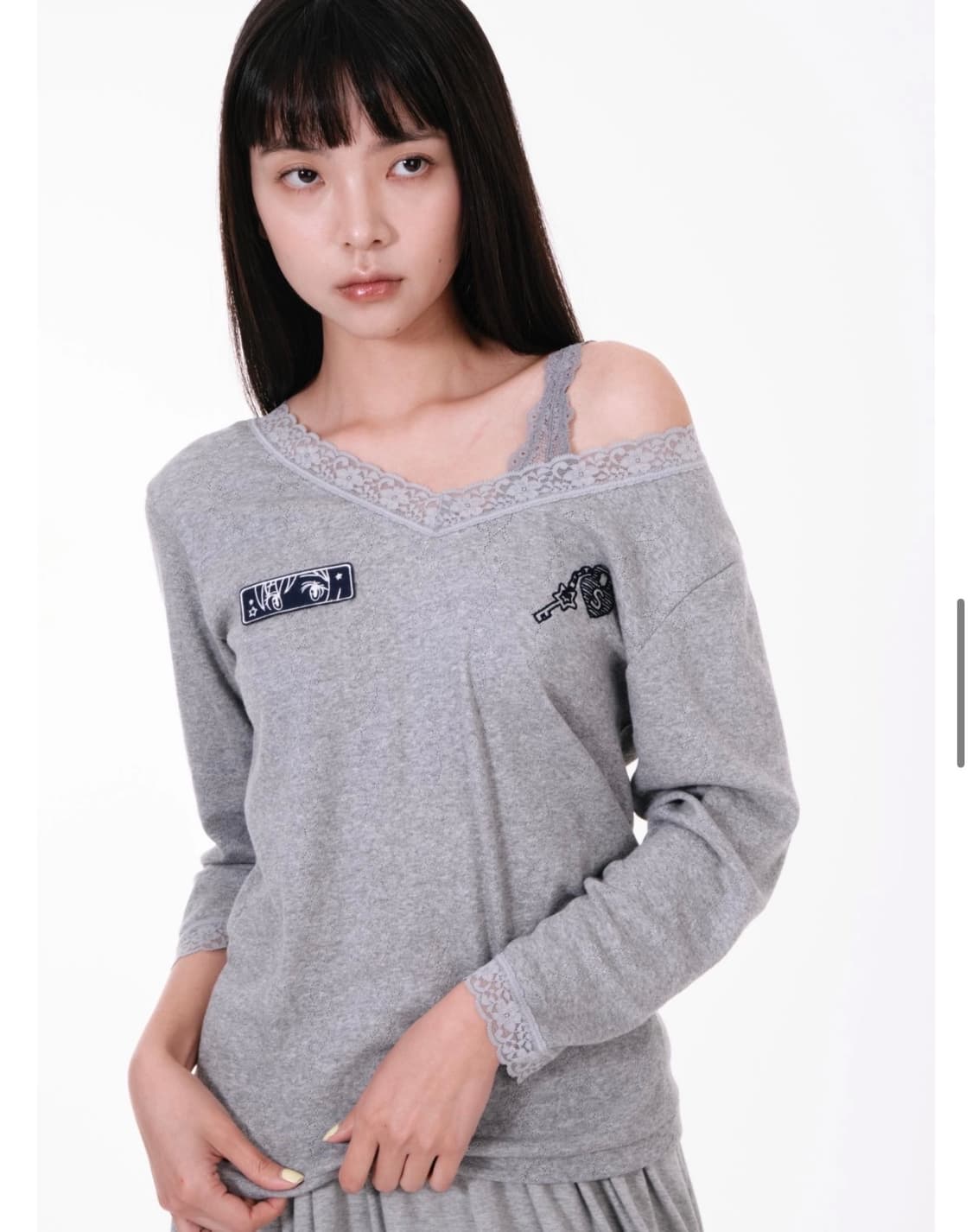 샬롬클럽 레이스 탑 그레이 상품이미지2