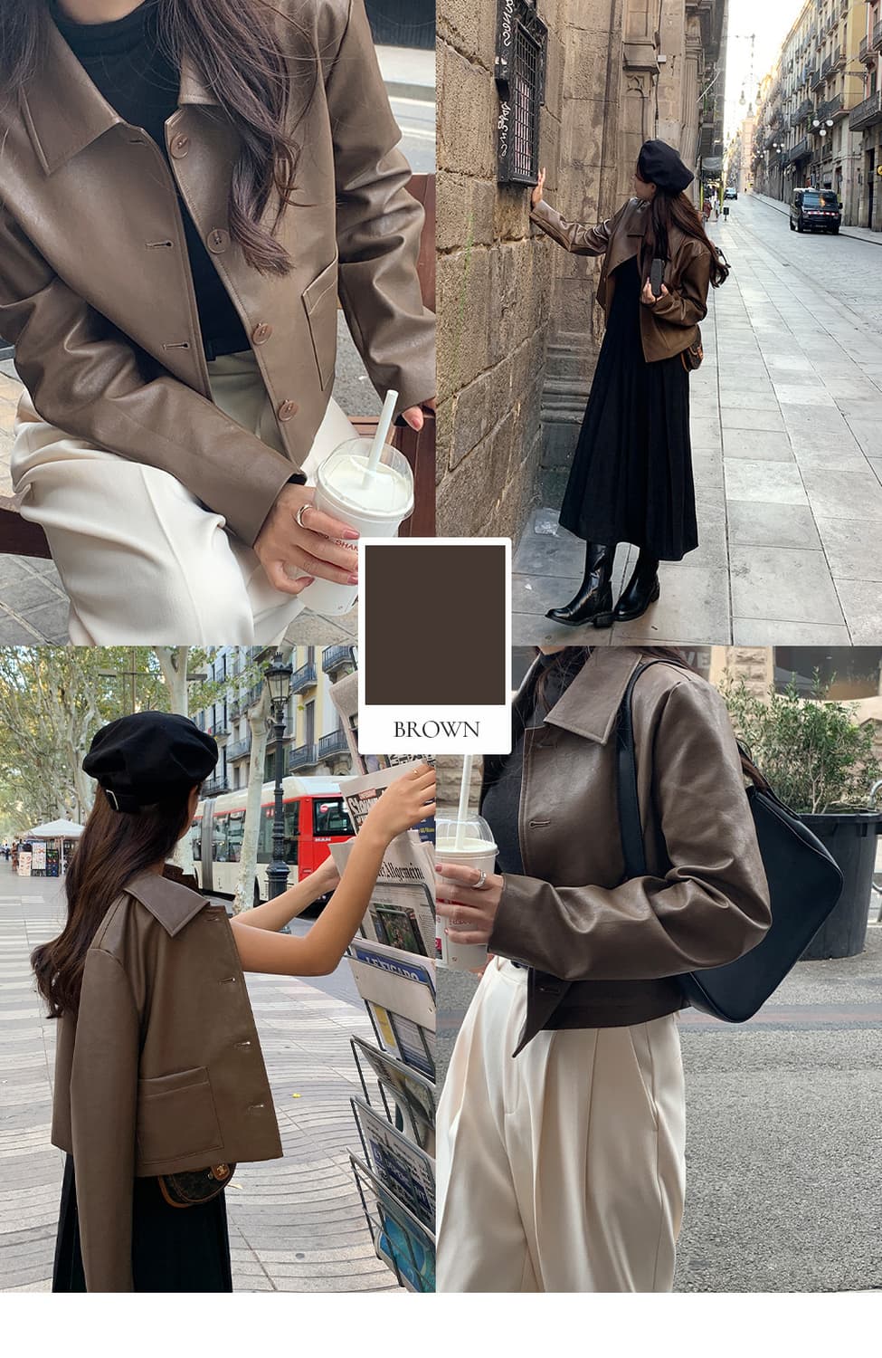 케이클럽 모비드 세미크롭 레더자켓 (brown) 상품이미지4