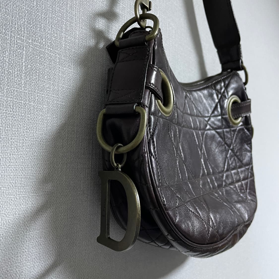 빈티지 크리스찬디올 램스킨 패턴 호보백 (다크브라운) 상품이미지7