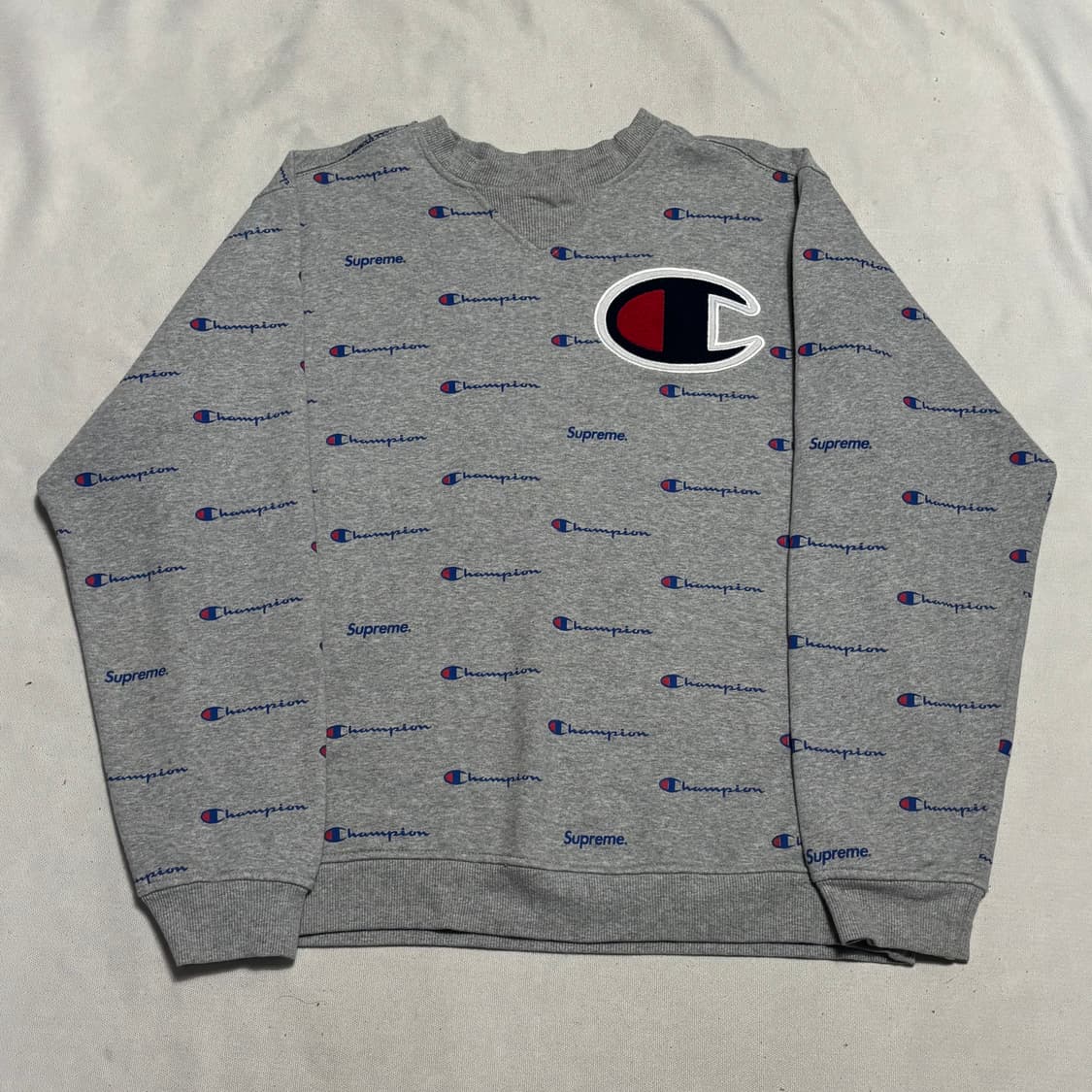 L 슈프림 X 챔피온 그레이 맨투맨 상품이미지2