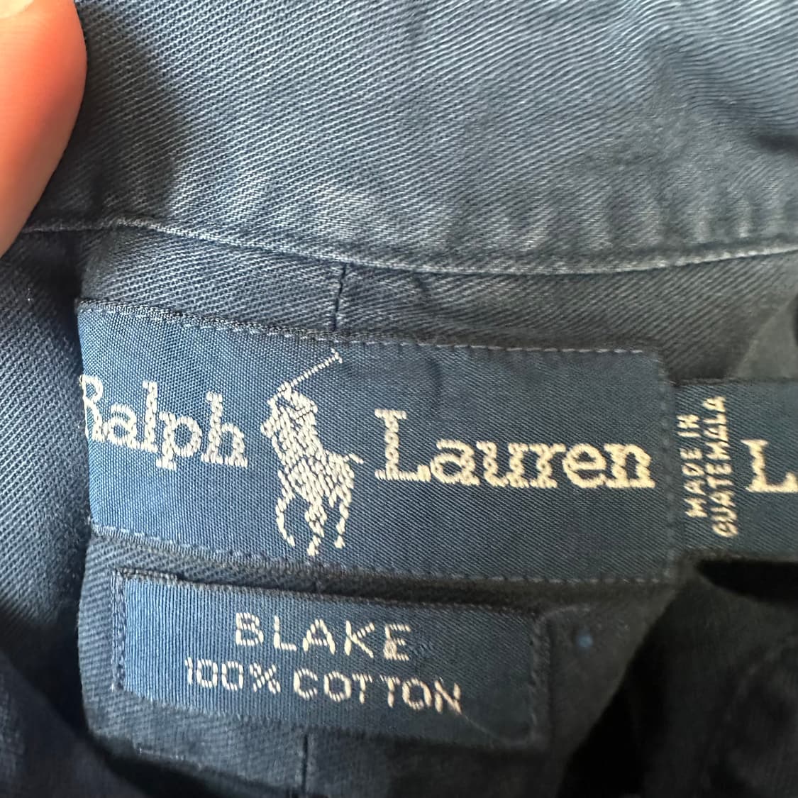 폴로 랄프로렌 빈티지 스몰 포니로고 네이비솔리드셔츠 L 상품이미지3