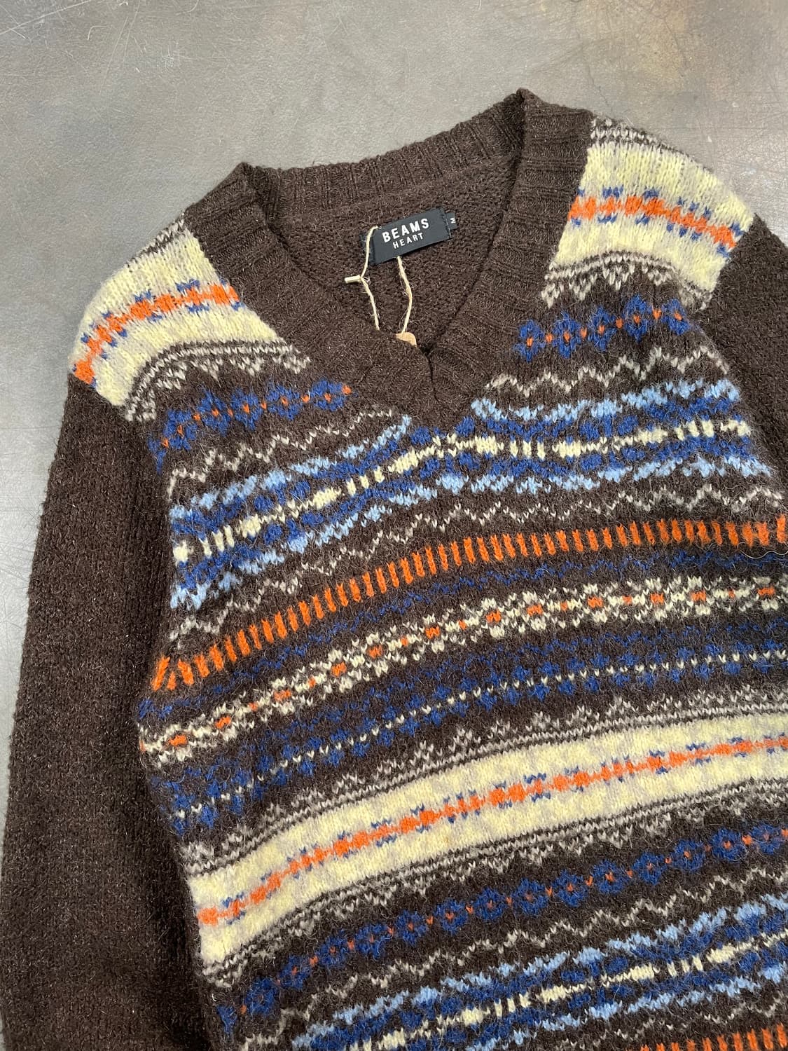 빔즈 하트 페어아일 브이 닉 니트 상품이미지2