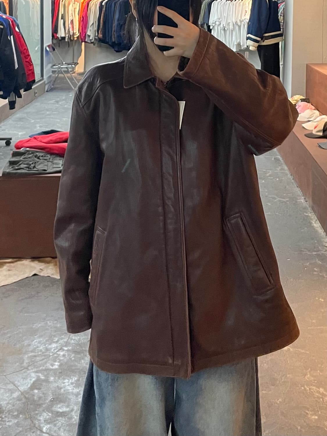 입생로랑 브라운 레더 자켓 H2341 상품이미지1