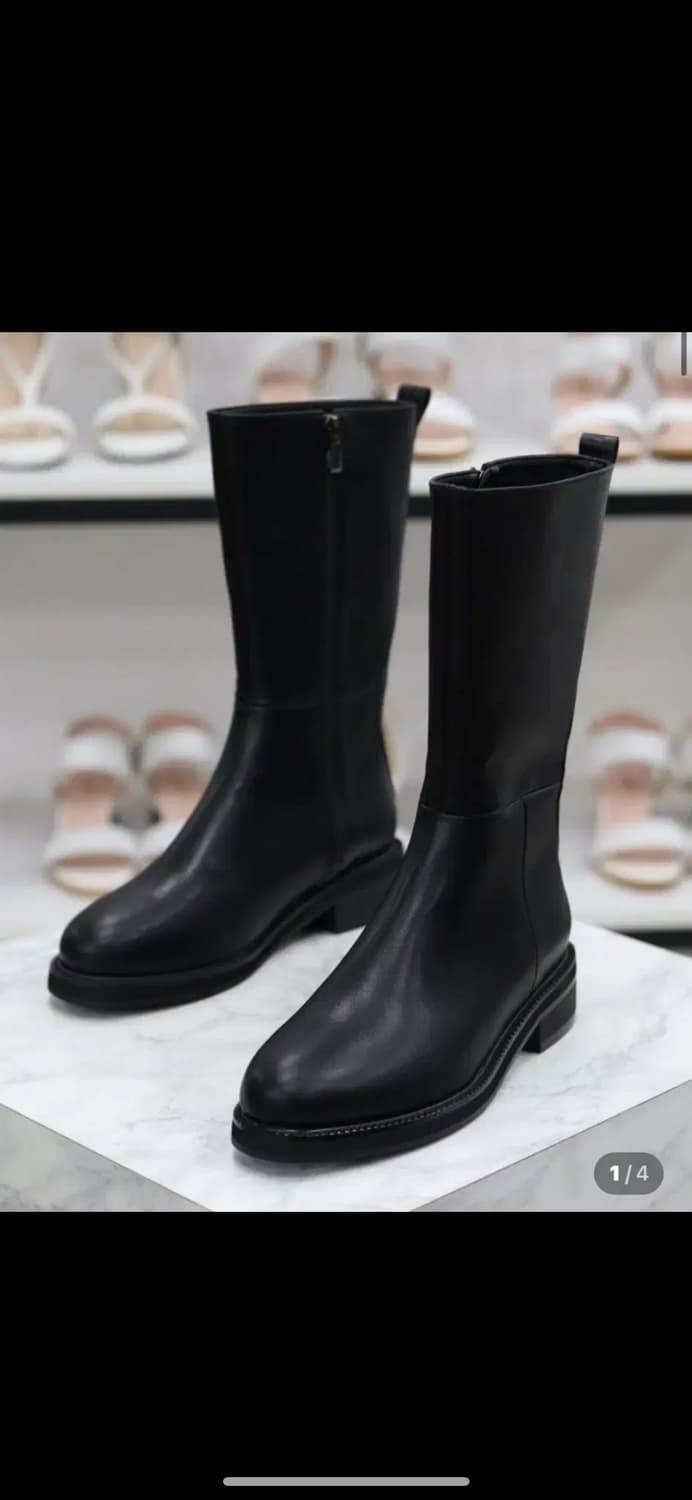 아몬드 토 청키힐 미들부츠 4cm 상품이미지1