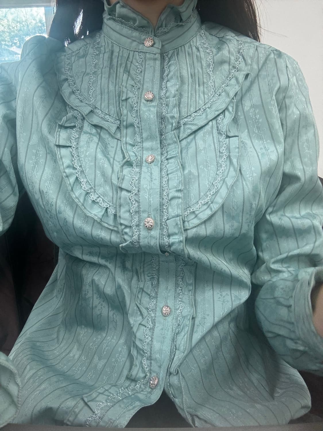 엑시즈팜 민트 레이스 블라우스 로리타 히메갸루 민트코어  상품이미지1