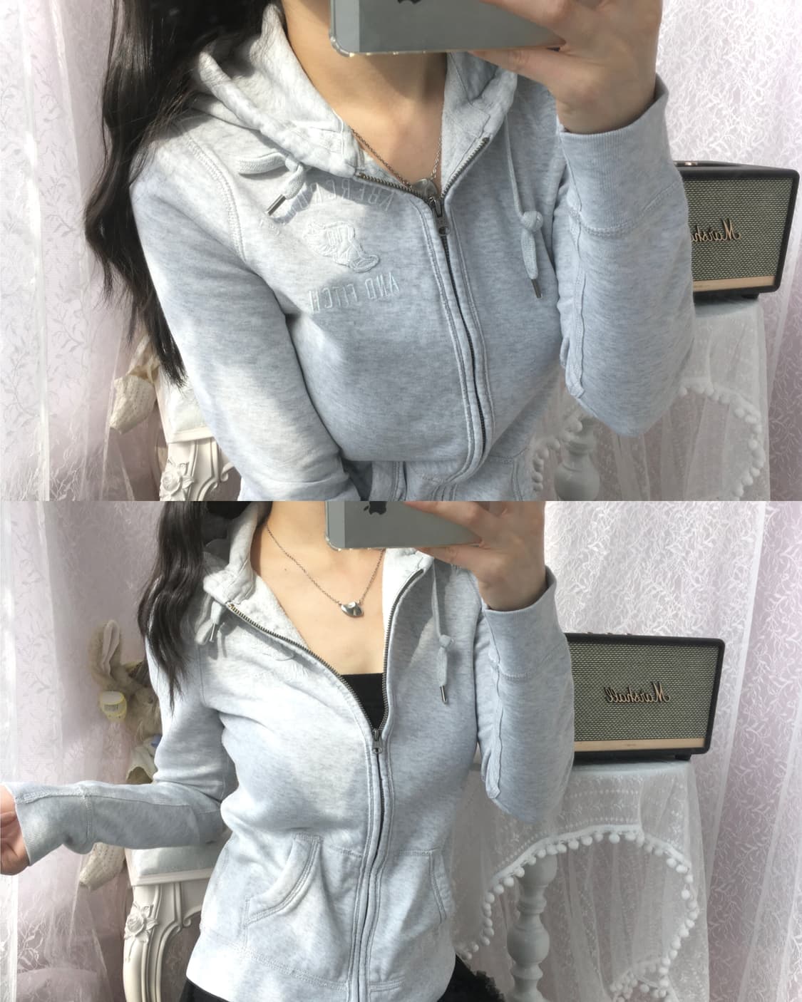 Abercrombie grey melange zip-up hoodie 상품이미지2