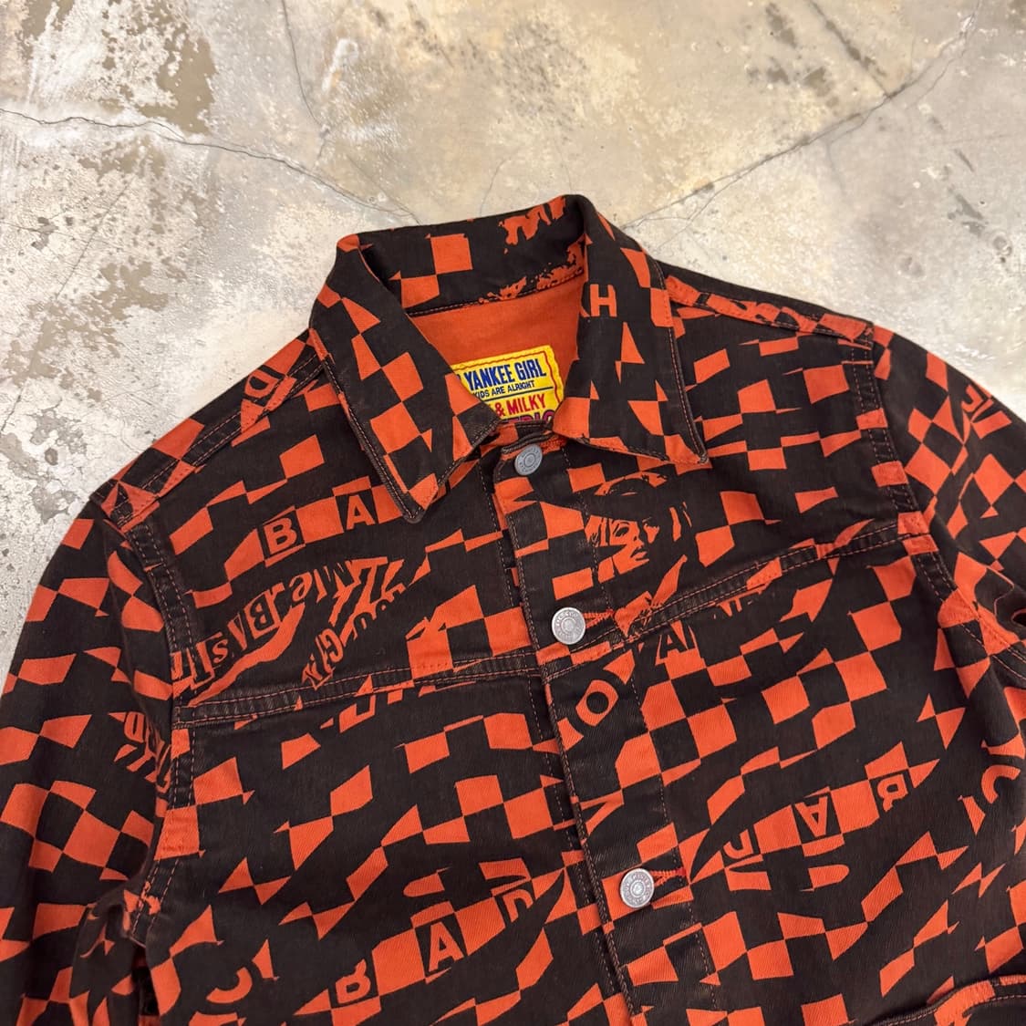 히스테릭글래머 체커보드 지브라 트러커 자켓 오렌지/블랙 상품이미지5