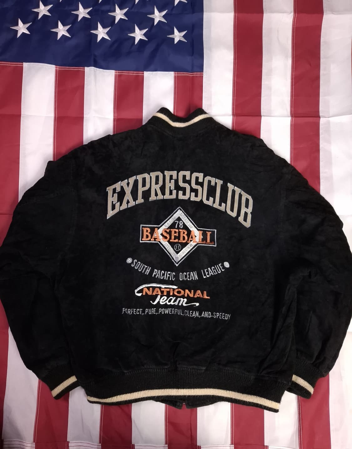 90's 리얼 스웨이드 빈티지 바시티자켓 상품이미지1