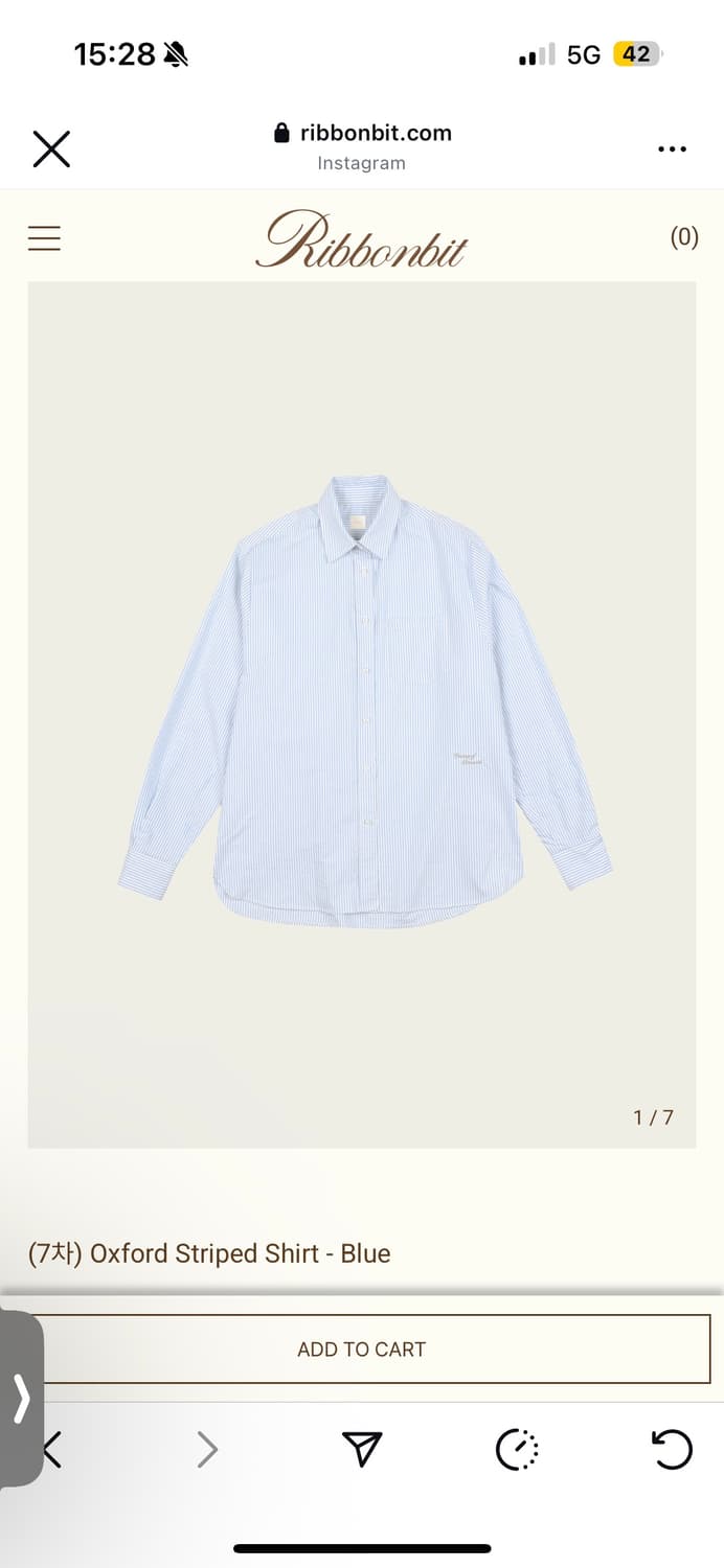 리본빛 Oxford Striped Shirt - Blue 상품이미지1