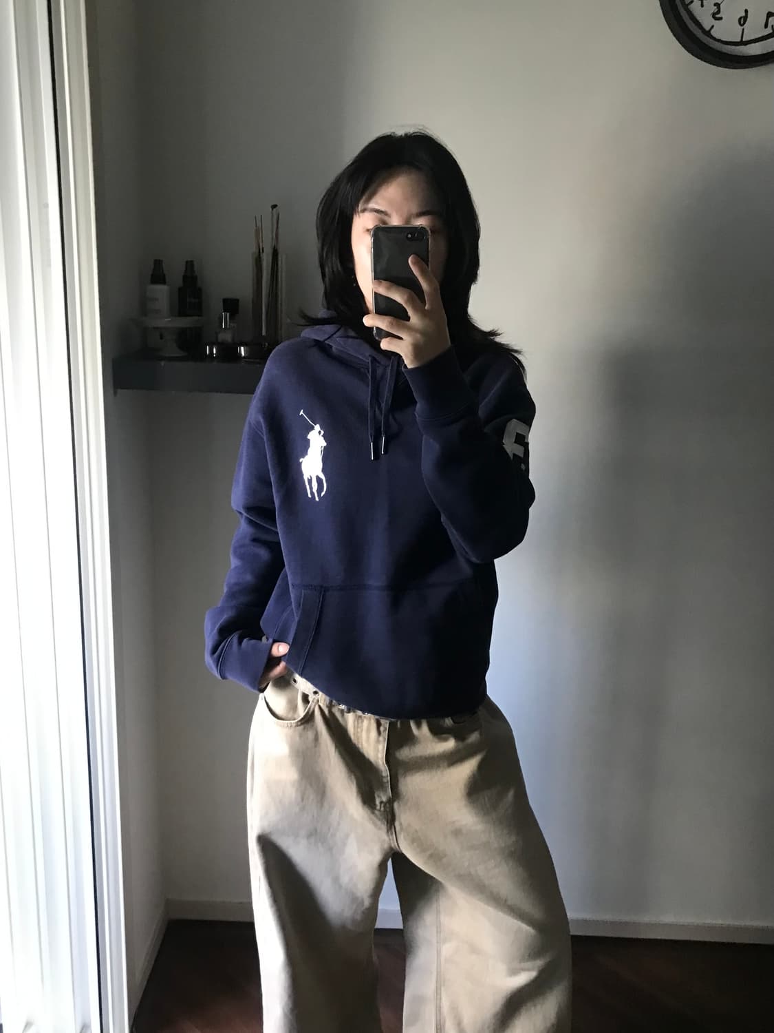 대장급 (주)두산 폴로 랄프로렌 00s 빅포니로고 네이비 써멀 후드티  상품이미지2