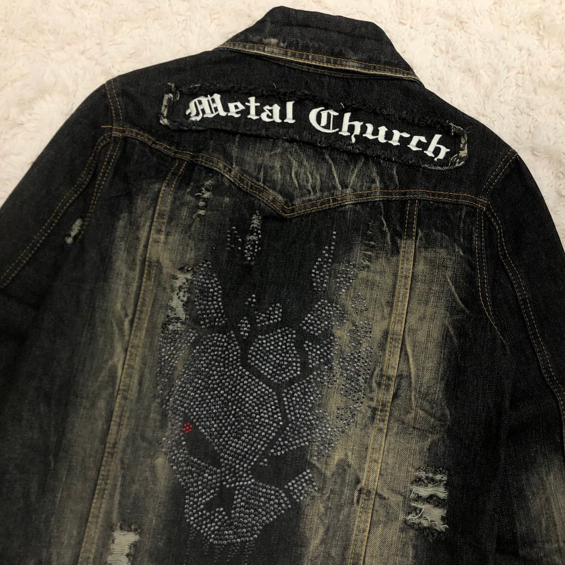 JPN 빈티지 Metal Church 데님 워싱 스컬 트러커 자켓 상품이미지2