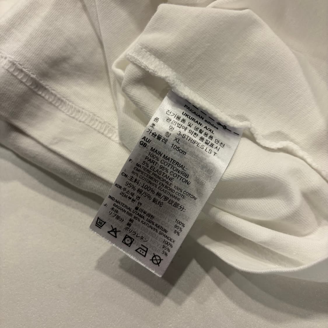 [XL] 아디다스 삼선 긴팔 티셔츠 롱슬리브 화이트 D839 상품이미지7