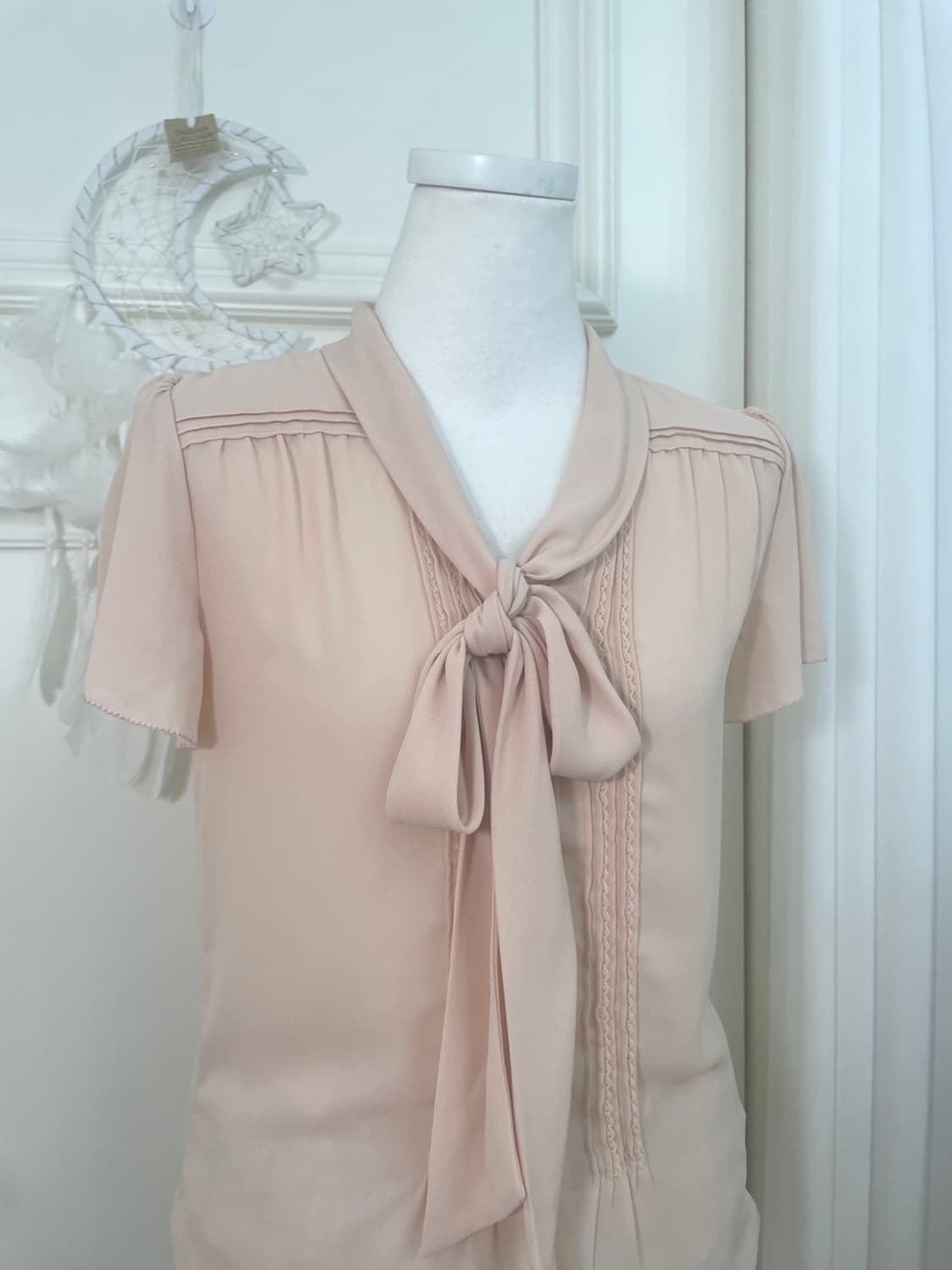 plum cream bow lovely blouse(size-2) 상품이미지5