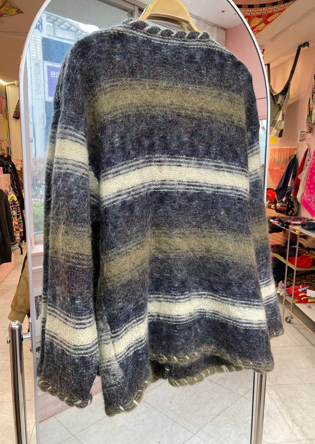 빈티지 네이비 스트라이프 버튼 가디건 상품이미지3