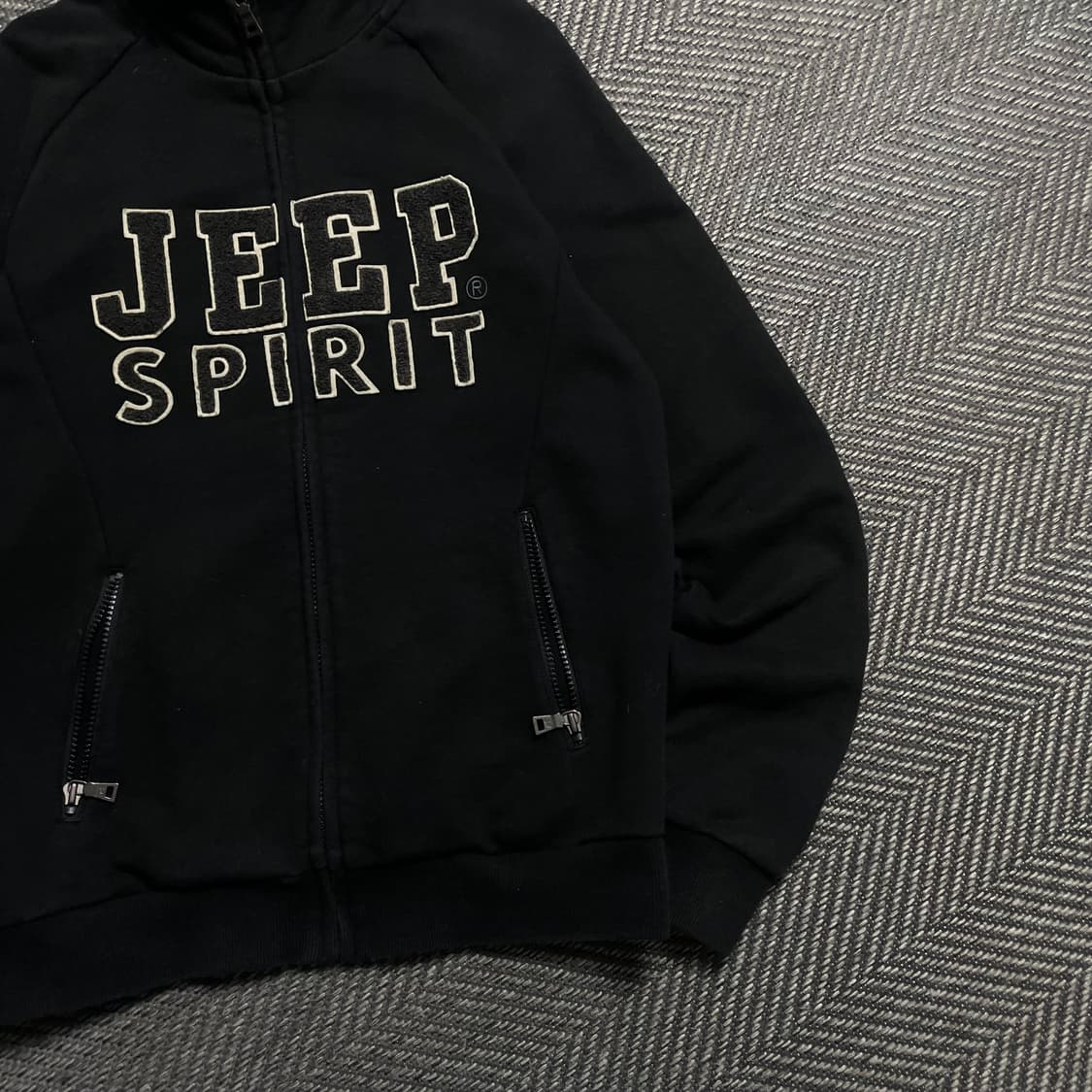Jeep 스피릿 빅로고 스웻 트랙 집업 자켓 블랙y 5775 상품이미지3