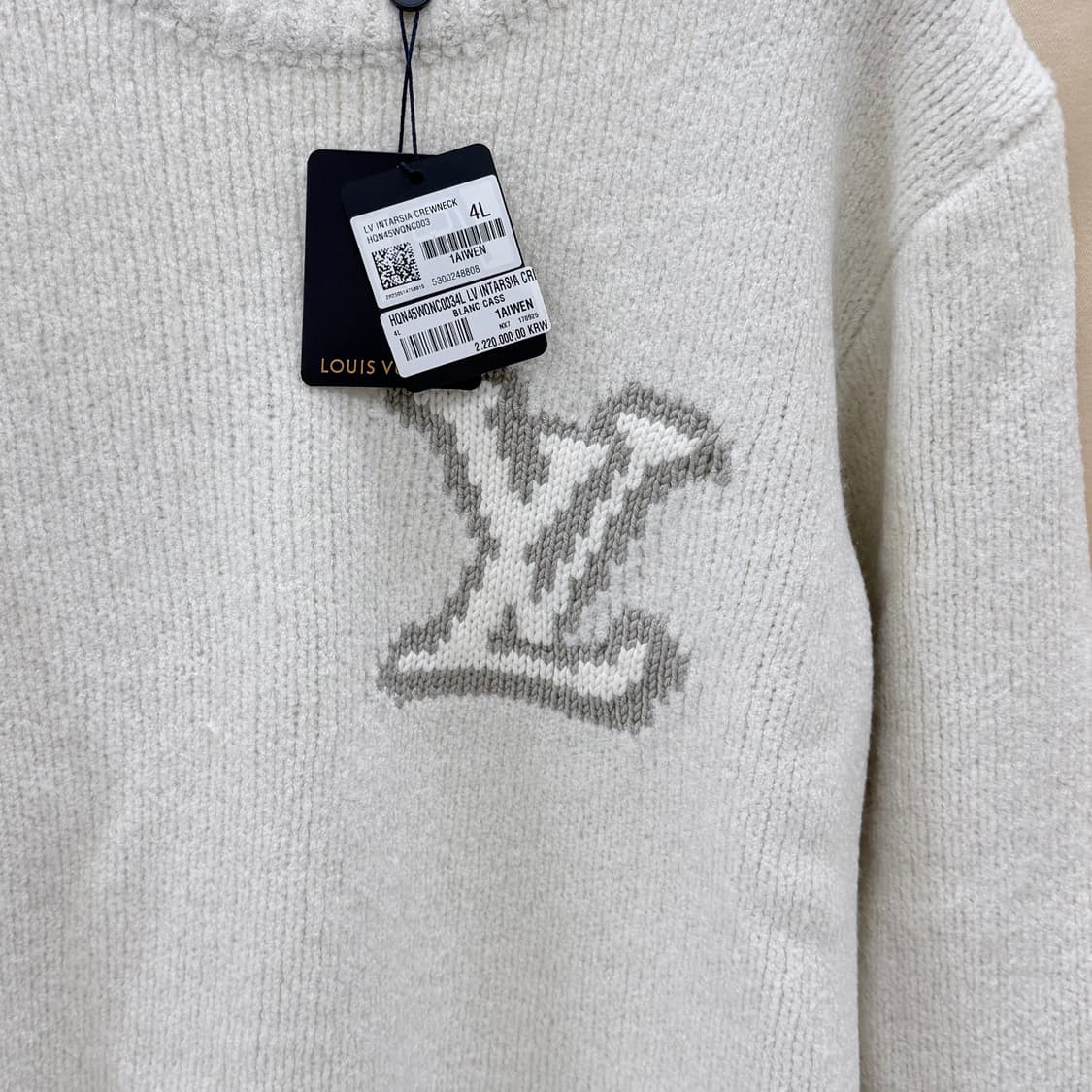 [미사용/3XL] 25FW 루이비통 LV 인타르시아 크루넥 니트 아이보리 상품이미지2