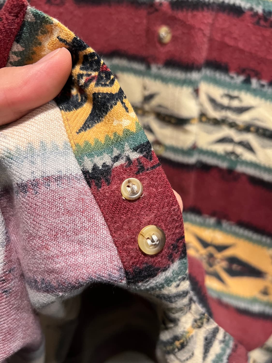 [L]90's USA 빈티지 나바호 패턴 컬러 스트라이프 샤모아 셔츠 상품이미지5