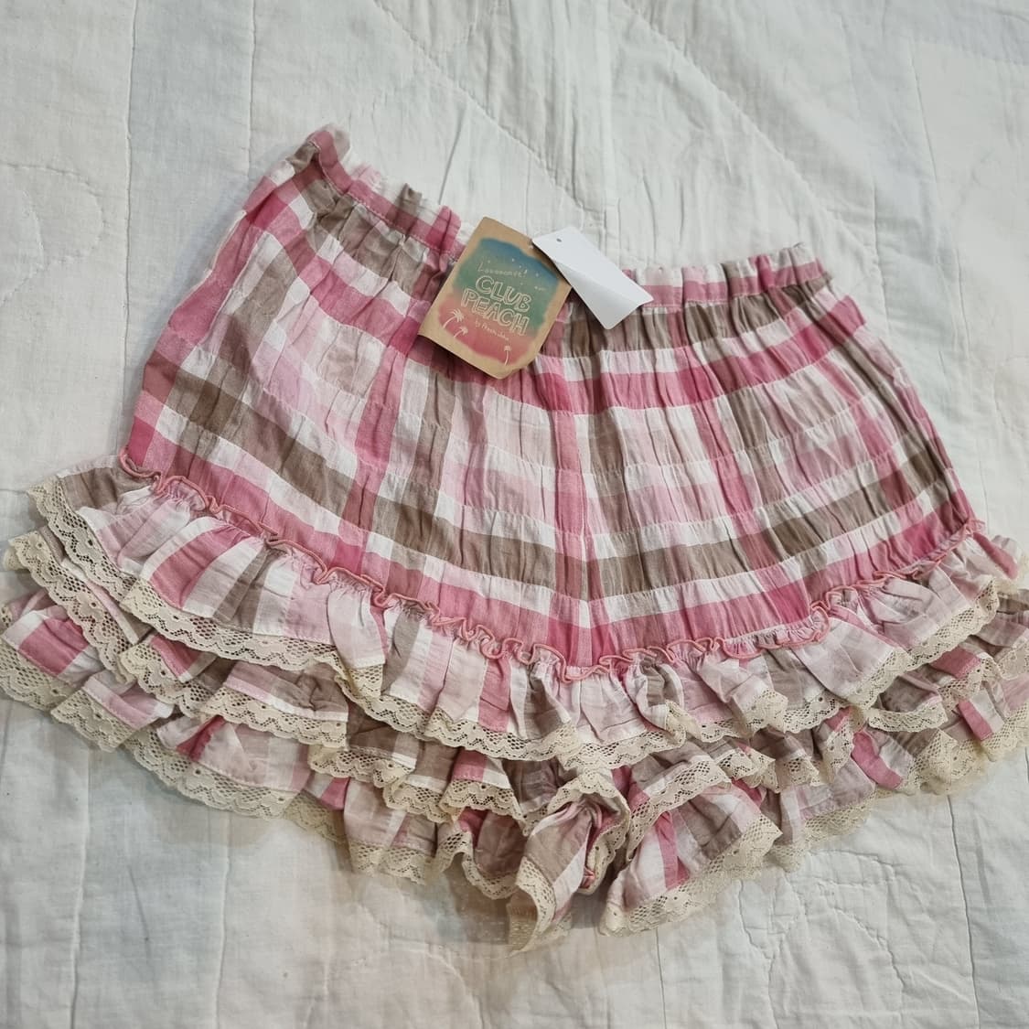 핑크 체크 프릴 큐롯팬츠 상품이미지4