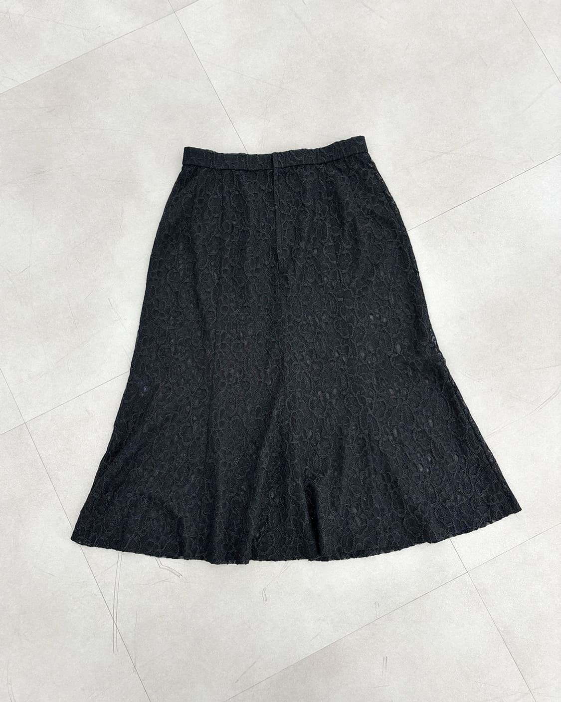 Nuit noir black lace layered long skirt 상품이미지2