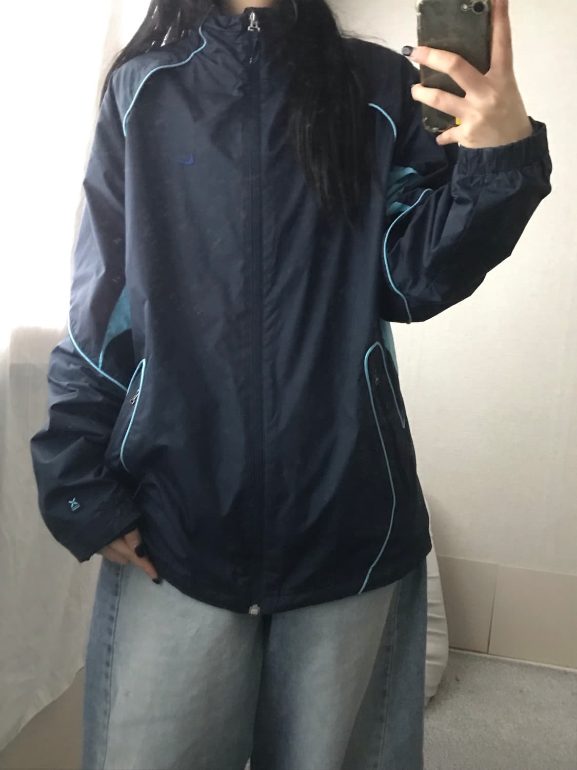 나이키 네이비 연하늘 바람막이 상품이미지1