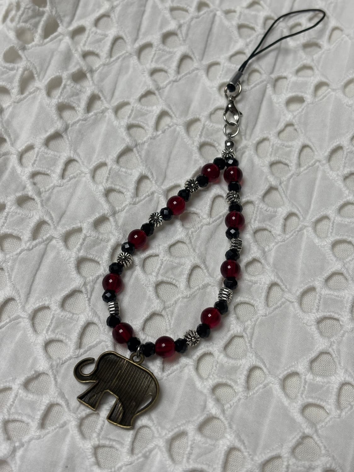 [핸드메이드] 코끼리 핸드폰 줄 키링 (빨강) 상품이미지4