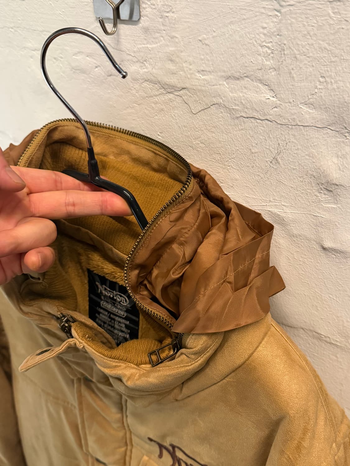 Norton 노턴 로고 자수 카모플라쥬 패딩 자켓 베이지 L 상품이미지10