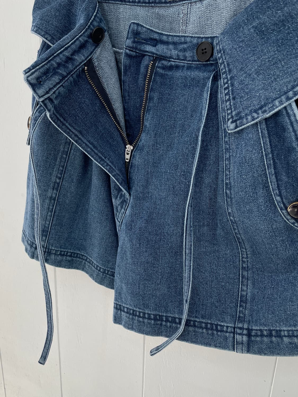 Coli Rotte 언발 랩 스트링 데님 숏팬츠  상품이미지6