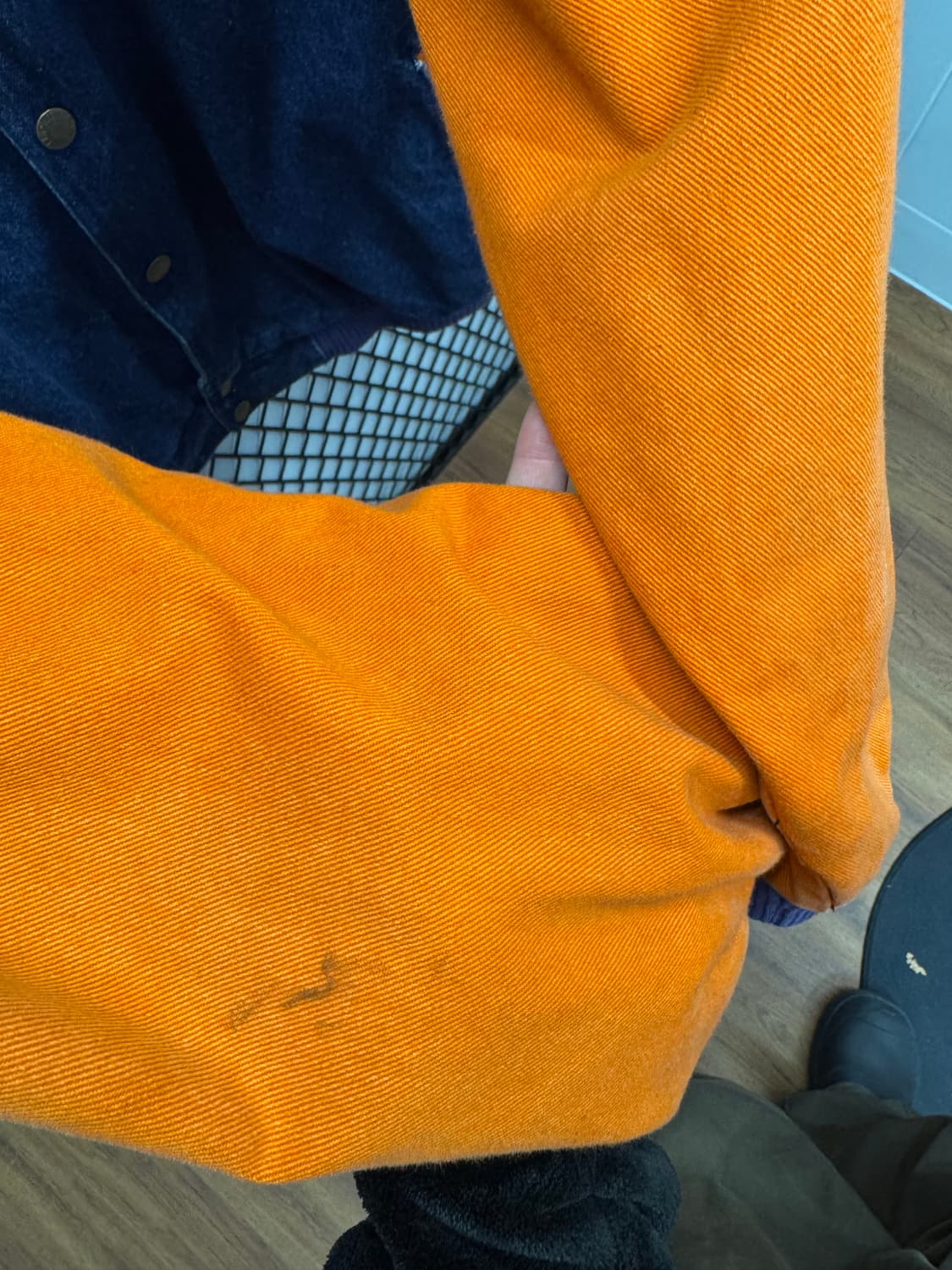 USA VTG 90s 빈티지 데님 바시티 오렌지 배색 워크 자켓 상품이미지9
