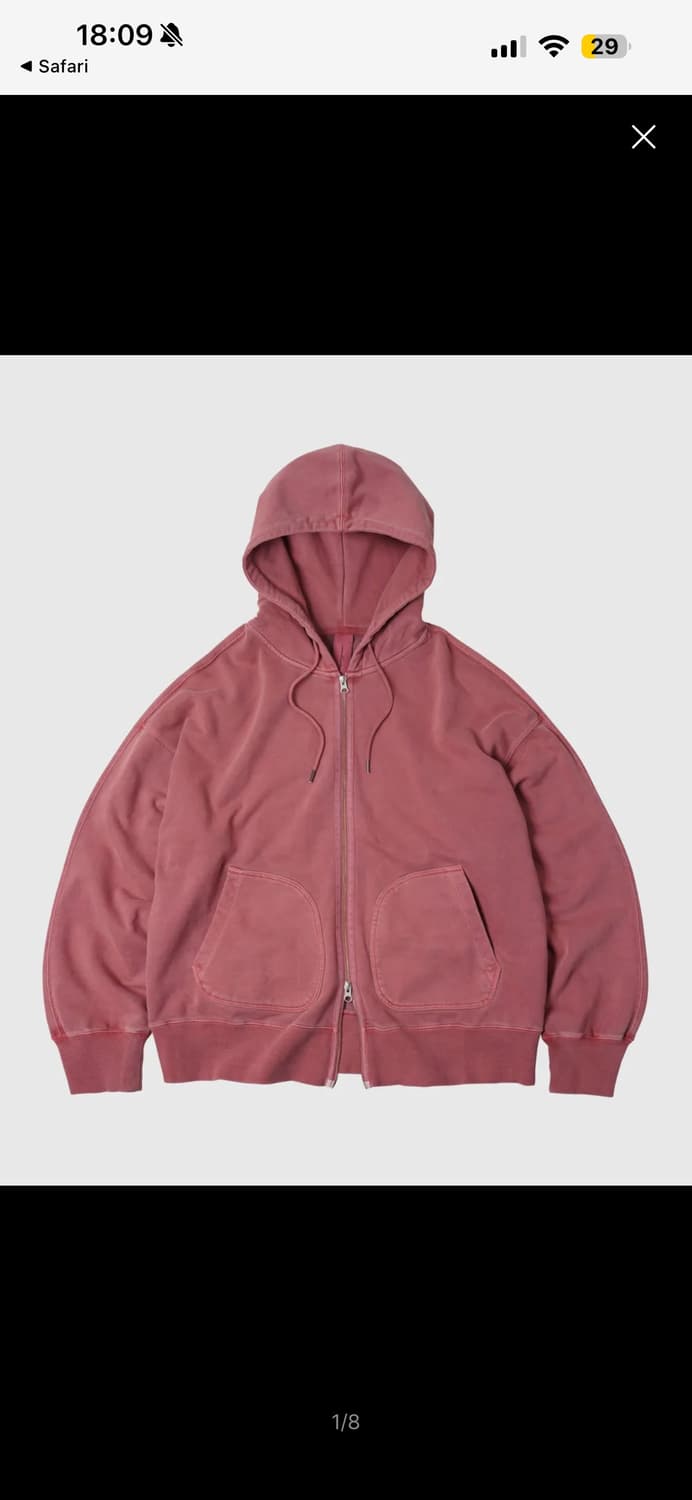 프리즘웍스 피그먼트 후드집업 핑크 상품이미지1