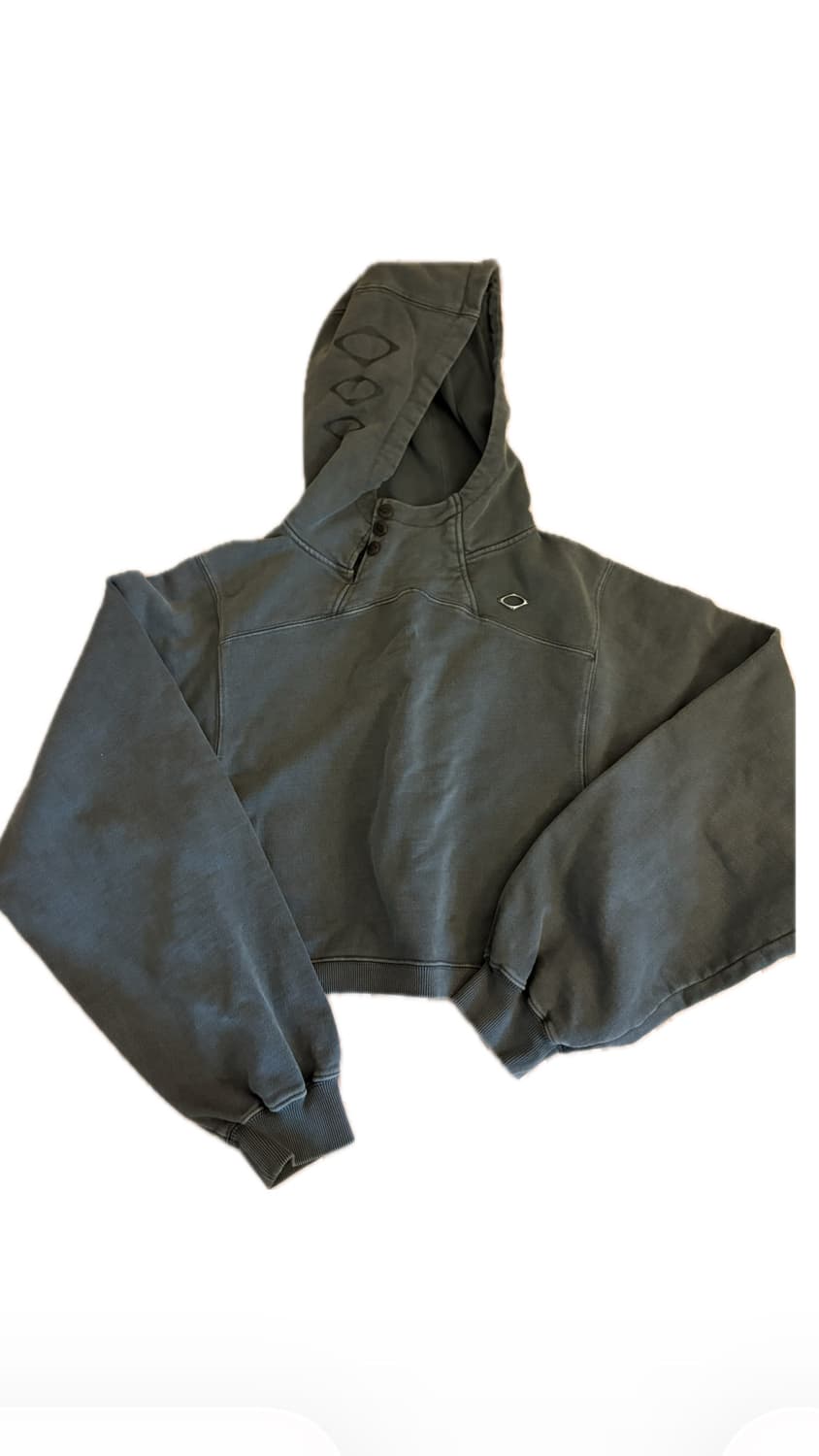 미스치프 사이드 버튼 업 크롭 후드 워시드 차콜 상품이미지1